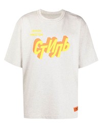 T-shirt à col rond imprimé gris Heron Preston