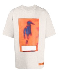 T-shirt à col rond imprimé gris Heron Preston