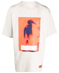 T-shirt à col rond imprimé gris Heron Preston