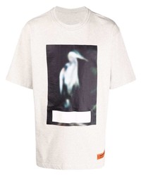 T-shirt à col rond imprimé gris Heron Preston