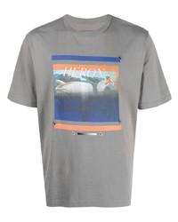 T-shirt à col rond imprimé gris Heron Preston