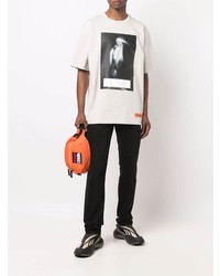 T-shirt à col rond imprimé gris Heron Preston