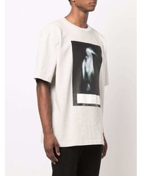 T-shirt à col rond imprimé gris Heron Preston