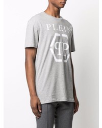 T-shirt à col rond imprimé gris Philipp Plein