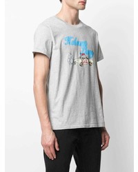 T-shirt à col rond imprimé gris Helmut Lang