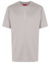 T-shirt à col rond imprimé gris Hugo