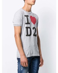 T-shirt à col rond imprimé gris DSQUARED2