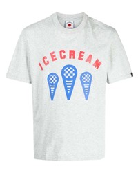 T-shirt à col rond imprimé gris Icecream