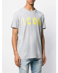 T-shirt à col rond imprimé gris DSQUARED2