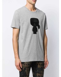 T-shirt à col rond imprimé gris Karl Lagerfeld