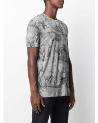 T-shirt à col rond imprimé gris Etro