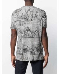 T-shirt à col rond imprimé gris Etro