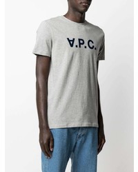 T-shirt à col rond imprimé gris A.P.C.