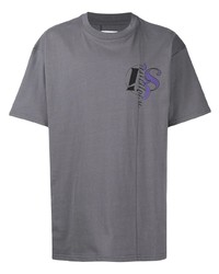 T-shirt à col rond imprimé gris Izzue