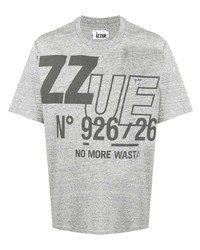 T-shirt à col rond imprimé gris Izzue