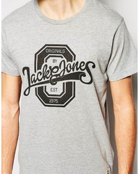 T-shirt à col rond imprimé gris Jack and Jones