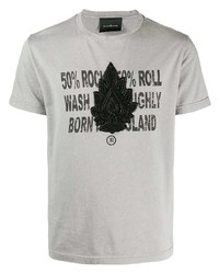 T-shirt à col rond imprimé gris John Richmond