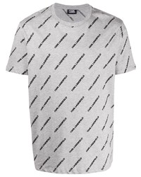 T-shirt à col rond imprimé gris Karl Lagerfeld