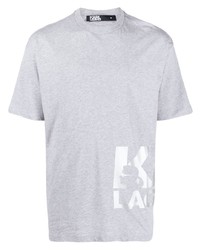 T-shirt à col rond imprimé gris Karl Lagerfeld