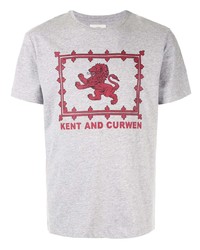 T-shirt à col rond imprimé gris Kent & Curwen