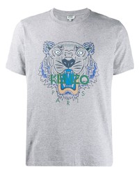 T-shirt à col rond imprimé gris Kenzo