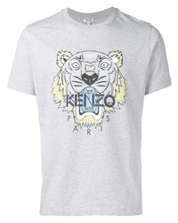 T-shirt à col rond imprimé gris Kenzo