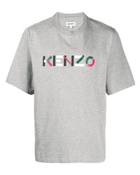 T-shirt à col rond imprimé gris Kenzo