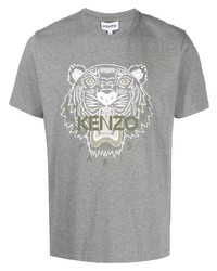 T-shirt à col rond imprimé gris Kenzo