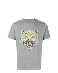 T-shirt à col rond imprimé gris Kenzo