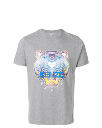 T-shirt à col rond imprimé gris Kenzo