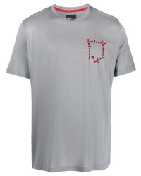 T-shirt à col rond imprimé gris Kiton