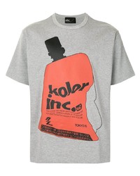 T-shirt à col rond imprimé gris Kolor