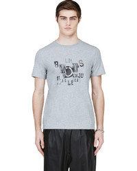 T-shirt à col rond imprimé gris Kris Van Assche