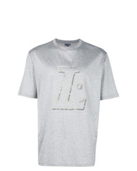 T-shirt à col rond imprimé gris Lanvin