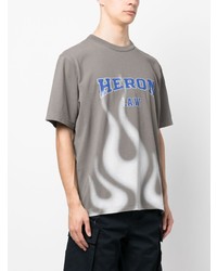 T-shirt à col rond imprimé gris Heron Preston
