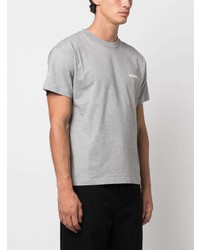 T-shirt à col rond imprimé gris Jacquemus