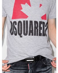 T-shirt à col rond imprimé gris DSQUARED2