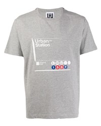 T-shirt à col rond imprimé gris Les Hommes Urban