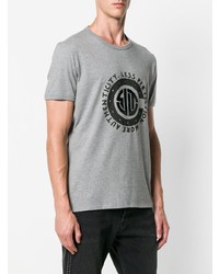 T-shirt à col rond imprimé gris Just Cavalli