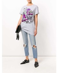 T-shirt à col rond imprimé gris Versace Jeans