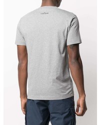 T-shirt à col rond imprimé gris Stone Island