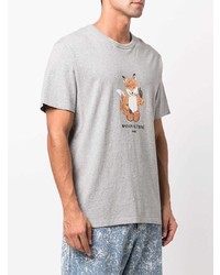 T-shirt à col rond imprimé gris MAISON KITSUNÉ