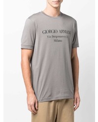 T-shirt à col rond imprimé gris Giorgio Armani