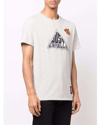 T-shirt à col rond imprimé gris Just Cavalli