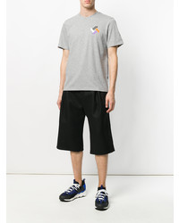 T-shirt à col rond imprimé gris MSGM