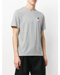 T-shirt à col rond imprimé gris MSGM