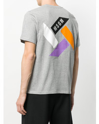 T-shirt à col rond imprimé gris MSGM