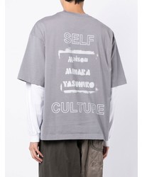 T-shirt à col rond imprimé gris Maison Mihara Yasuhiro