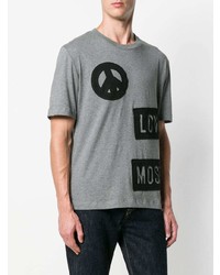 T-shirt à col rond imprimé gris Love Moschino