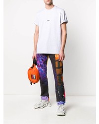 T-shirt à col rond imprimé gris MSGM